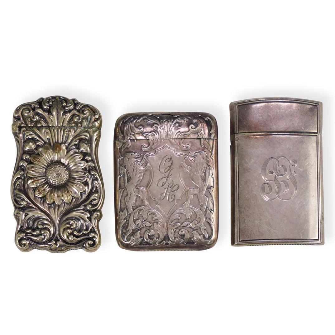 (3 Pc) Collection Of Sterling Match Boxes (1 of 6)