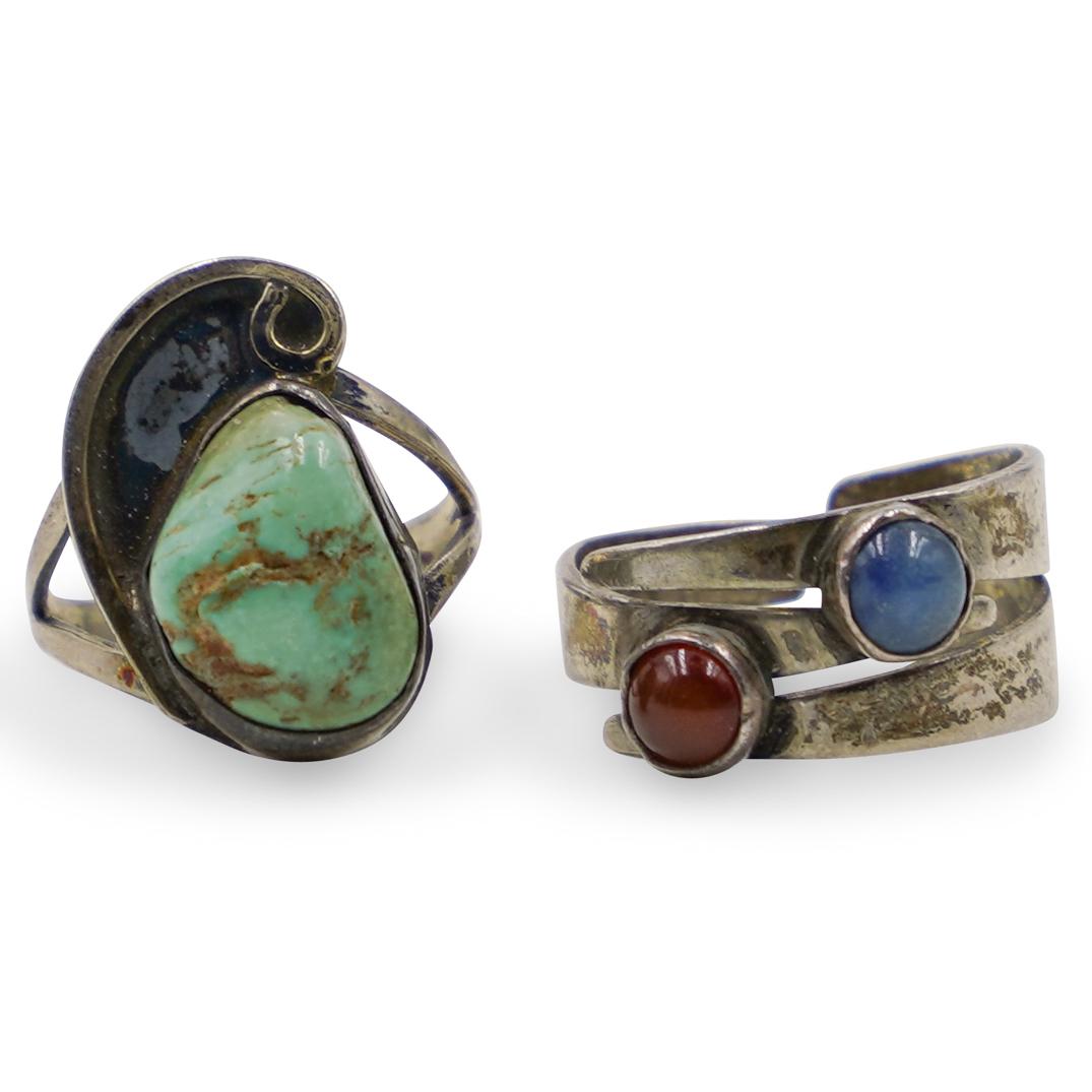 (2 Pc) Sterling and Semi Precious Stone Rings (1 of 3)