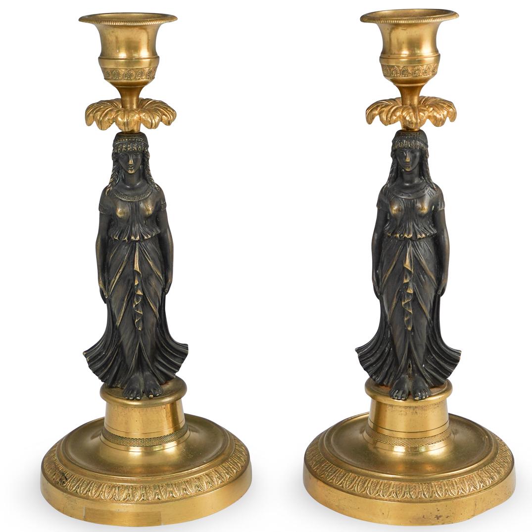 Pair of Bronze Figural Candle Holders (1 of 5)