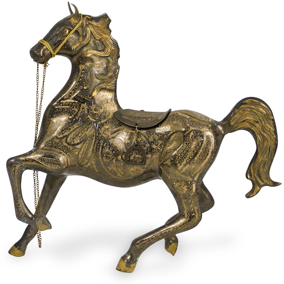 Oriental Silver Overlay Brass Horse (1 of 5)