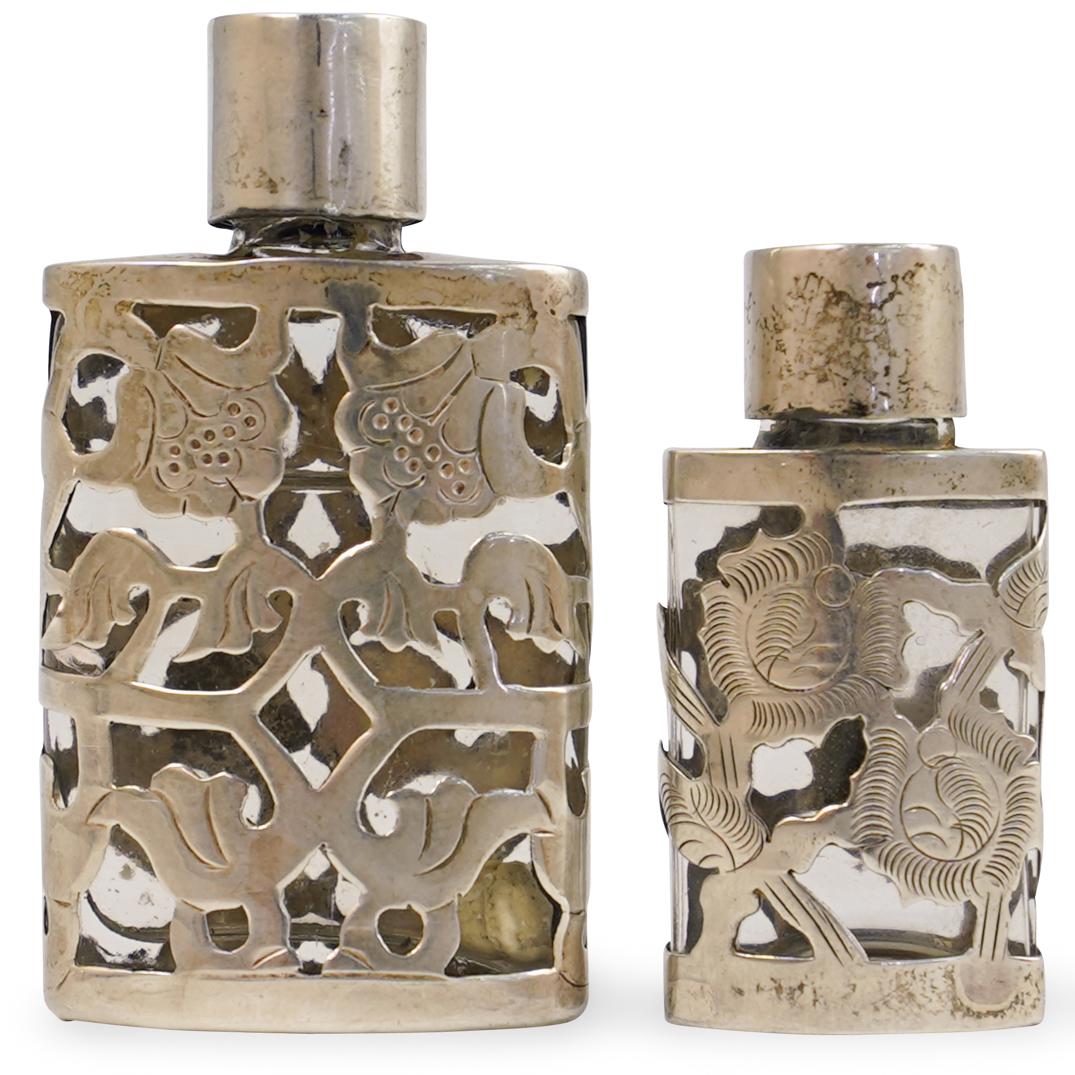 (2 Pc) Mexican Sterling Silver Perfume Bottles (1 of 2)