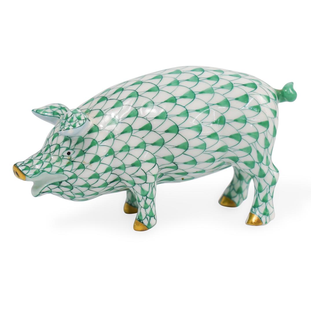 Herend Porcelain Fishnet Pig (1 of 4)