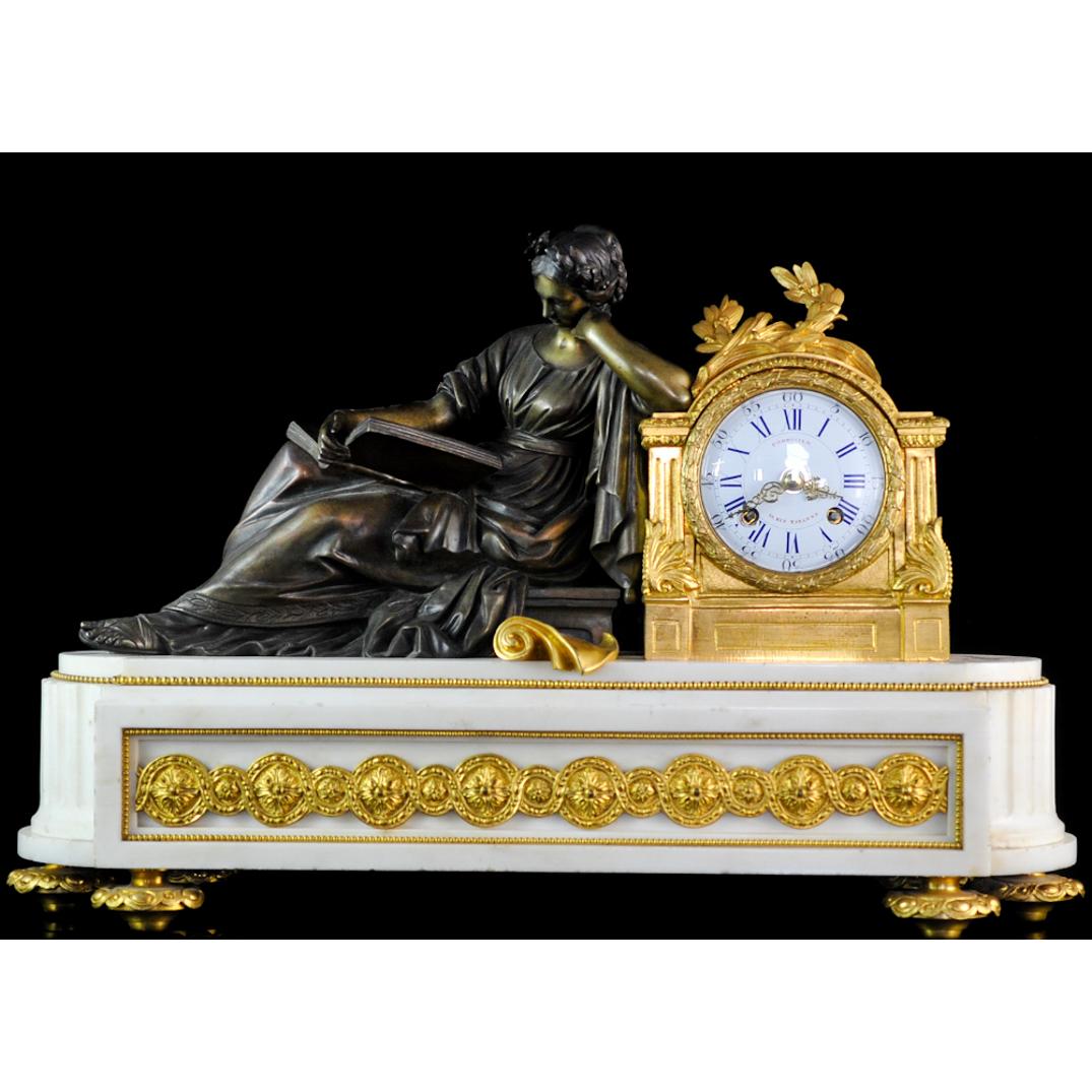 Corbisier Marble & Bronze Mantel Clock (1 of 8)