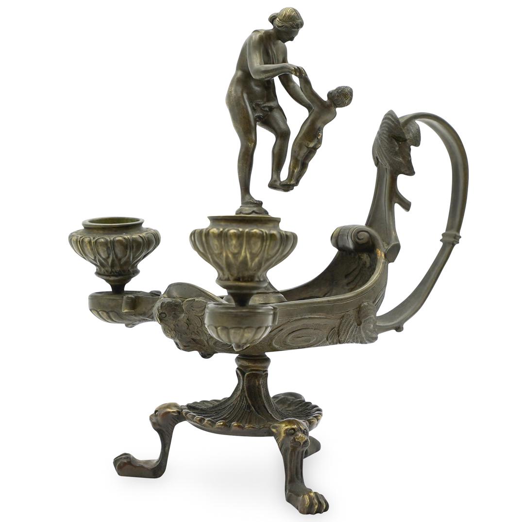 Neoclassical Bronze Candle Holder (1 of 4)