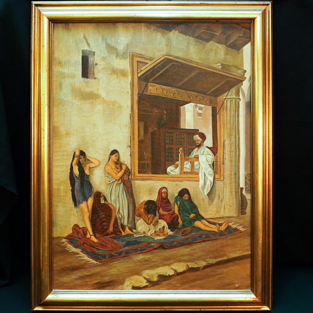 Orientalist Scene Oil On Cavas Painting (1 of 5)