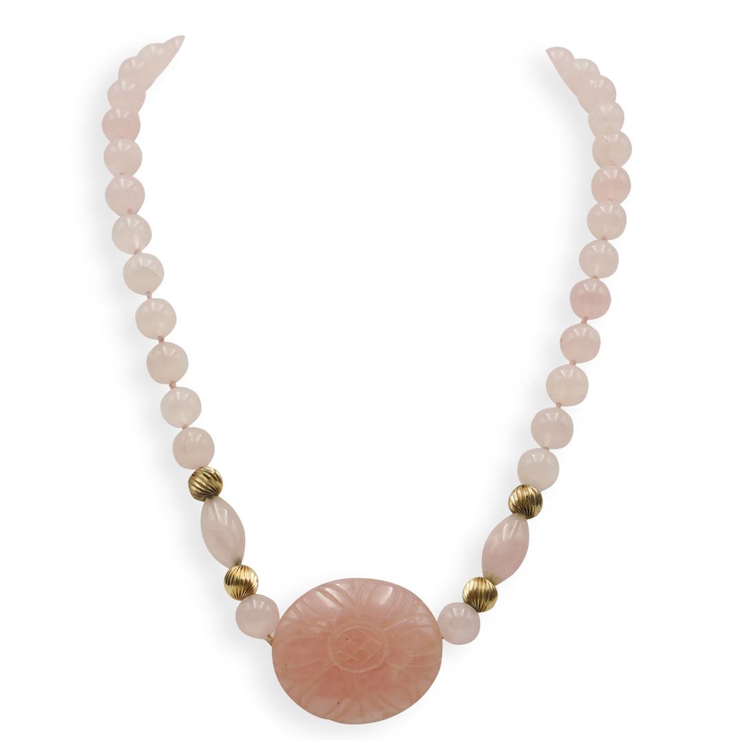 Chinese Rose Quartz Beaded Necklace (1 of 3)