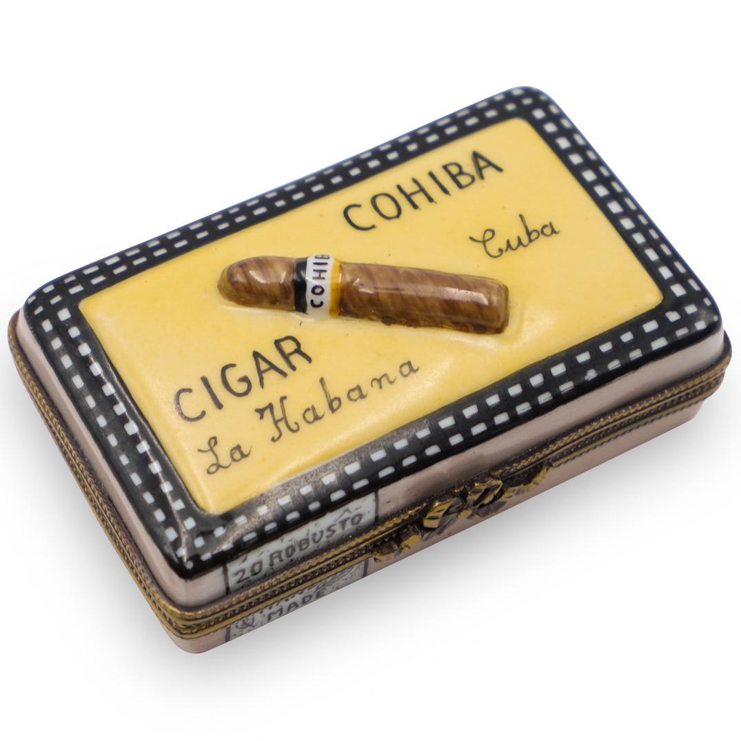Limoges Porcelain "Cohiba Cuba" Trincket Box (1 of 4)