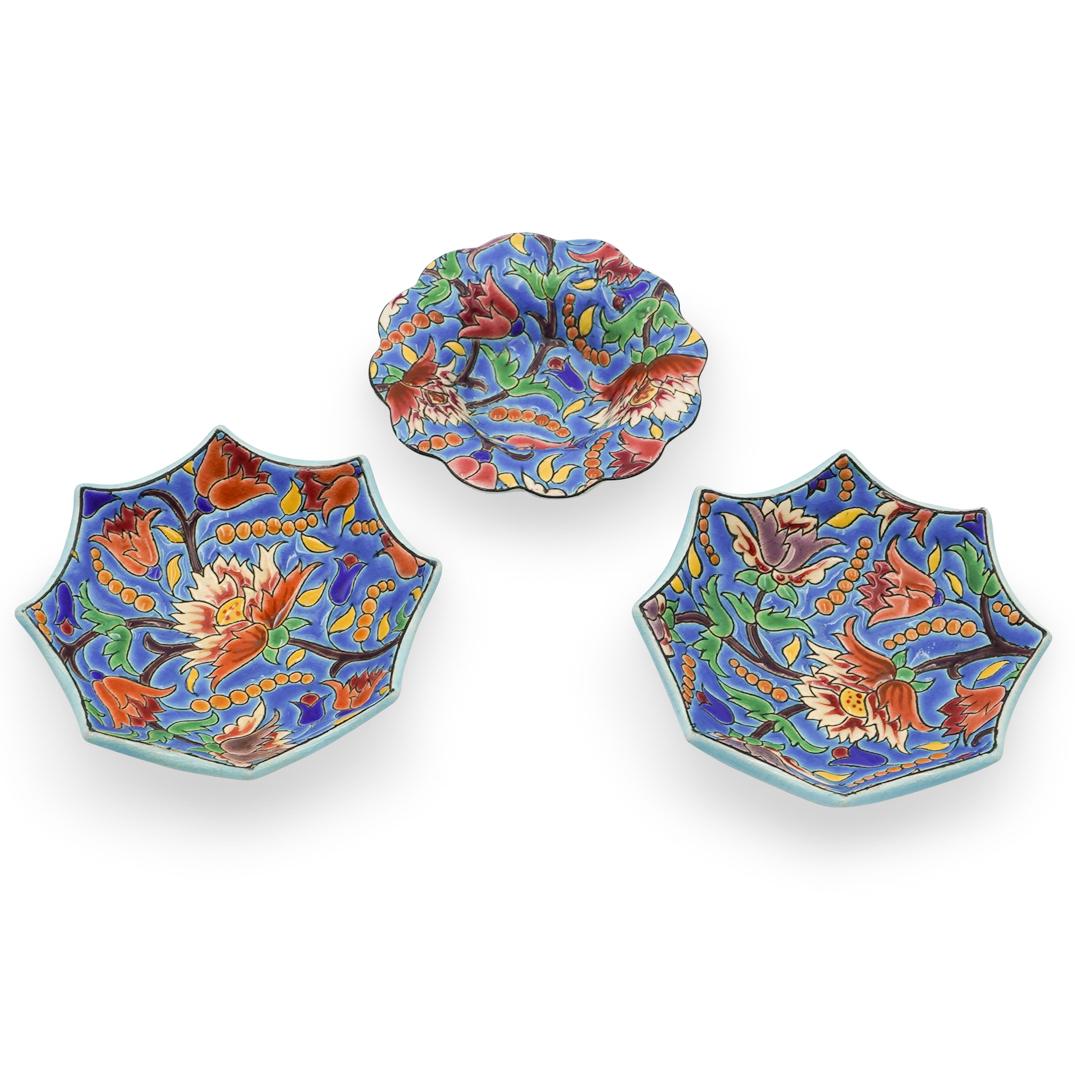 (3 Pc) Longwy French Enamel Ceramic Dishes (1 of 5)