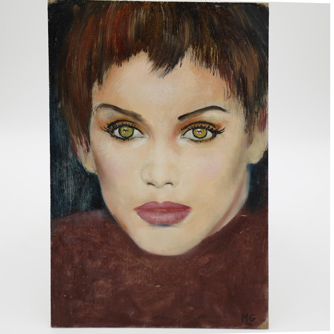 Marc Olivier Gregoire (French, 1897-1991) Painting: DESCRIPTION: A pair of oil on panel painting by prominent French painter, Marc-Olivier Gregoire. Depicts a facial portrait. Signed lower right "MG" CIRCA: 20th Century ORIGIN: France DIMENSIONS: H. 13