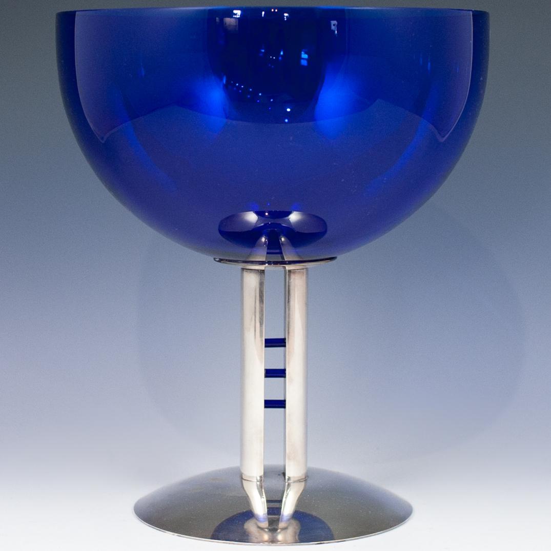 Signed Mid Century Crystal & Metal Bowl (1 of 4)