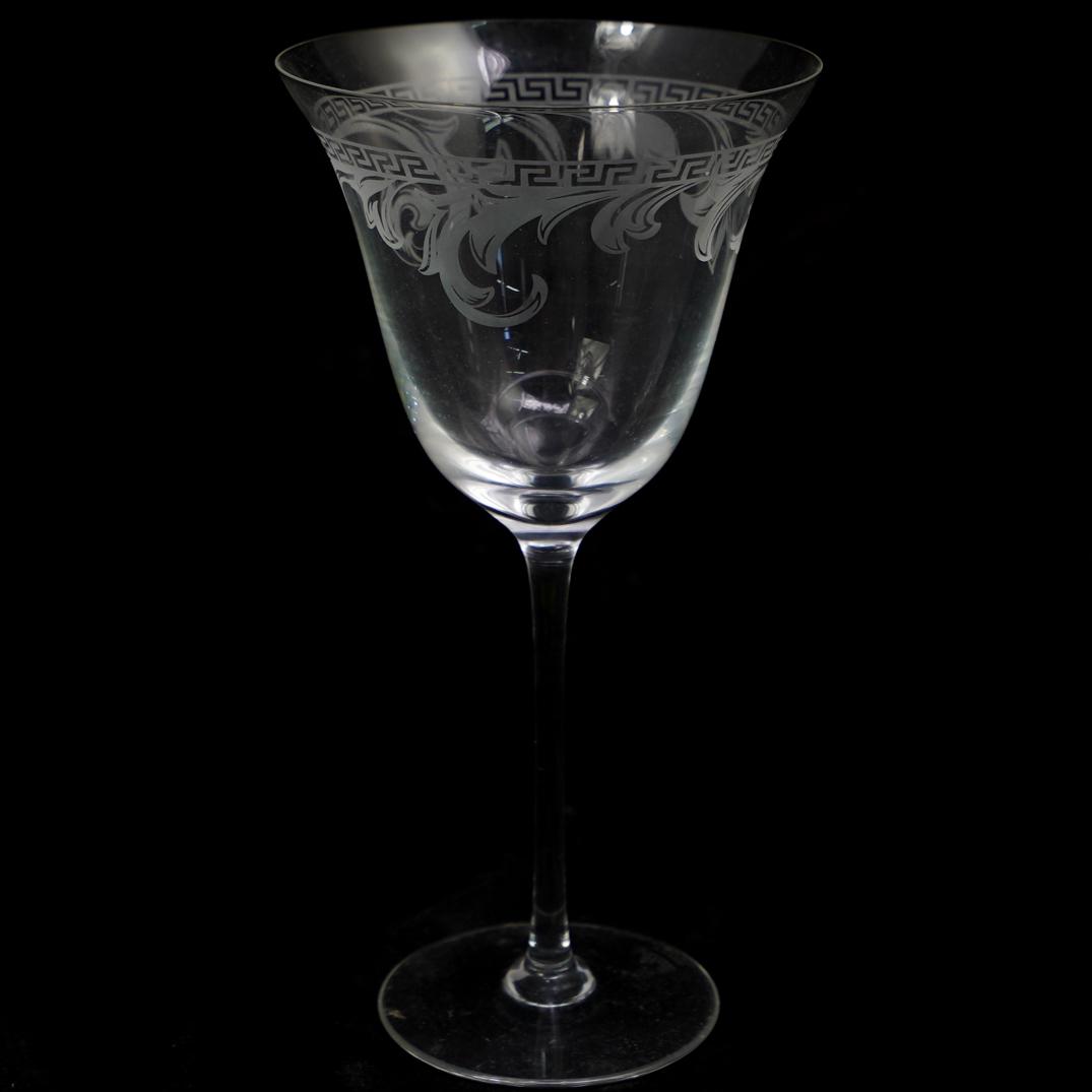 Rosenthal Versace Arabesque Liquor Glass: DESCRIPTION: A single Rosenthal Versace Arabesque patterned liquor glass, marked along the underside "Rosenthal Versace. CIRCA: 20th Cent. ORIGIN: Germany DIMENSIONS: H: 8.75" CONDITION: Great conditi
