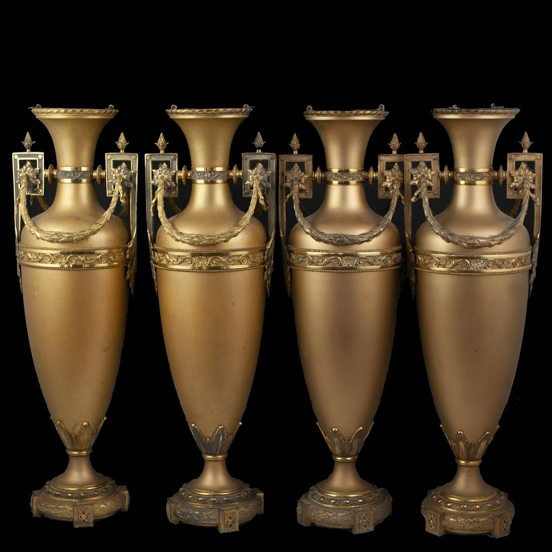 (4) Antique French Mixed Metal Amphora Vases (1 of 7)