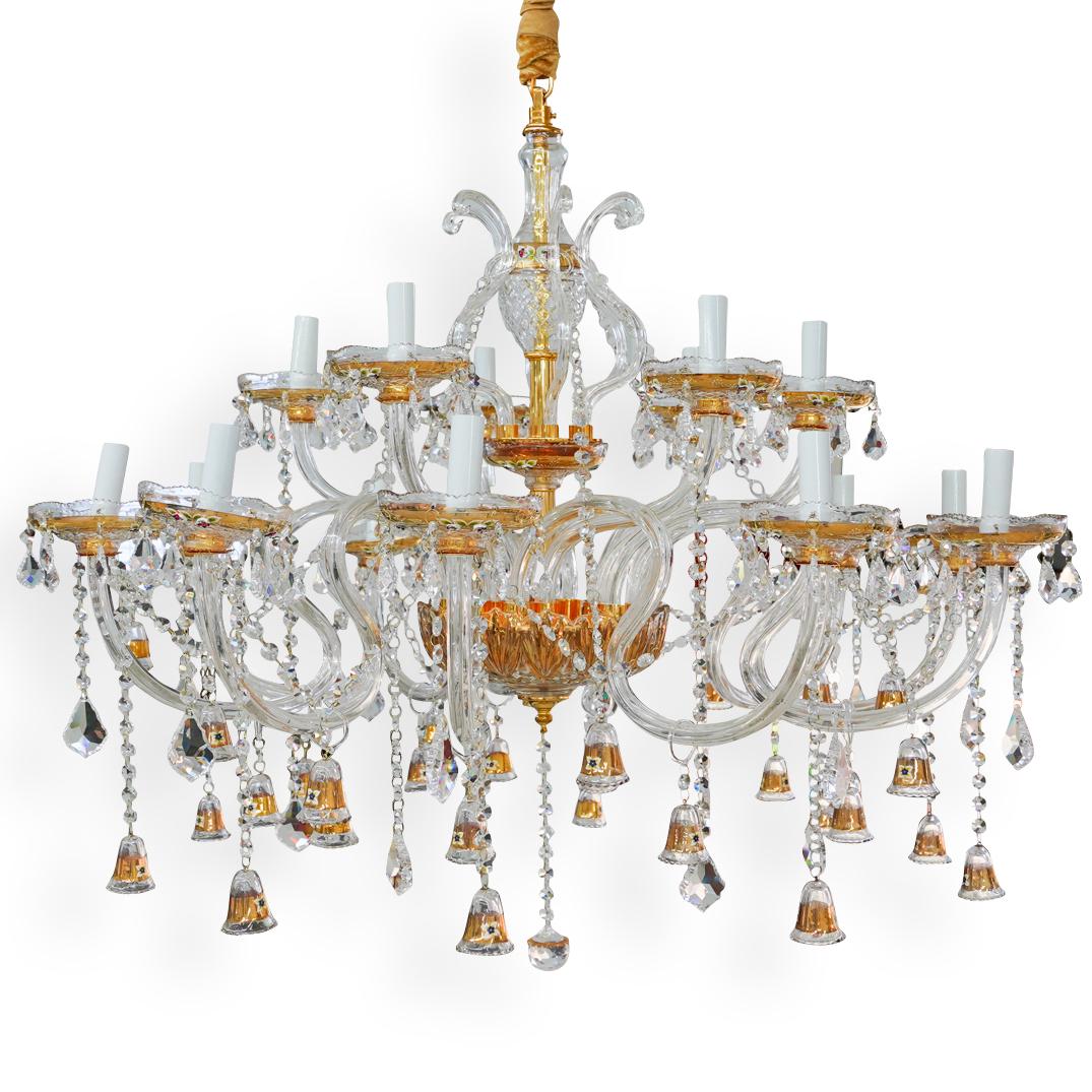 Two Tier Crystal and Gilded Brass Chandelier (1 of 7)