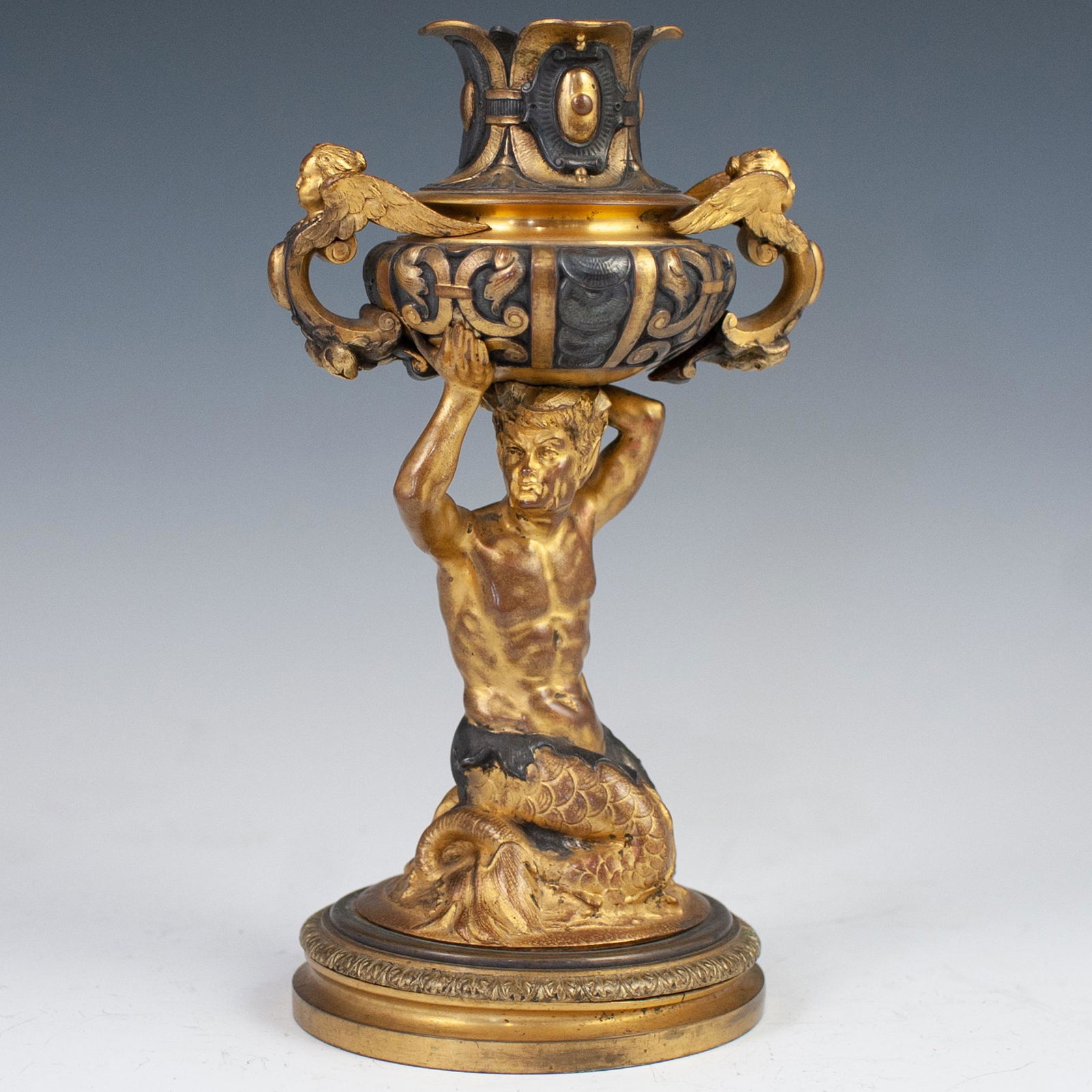 Antique French Two Tone Bronze Candlestick (1 of 6)