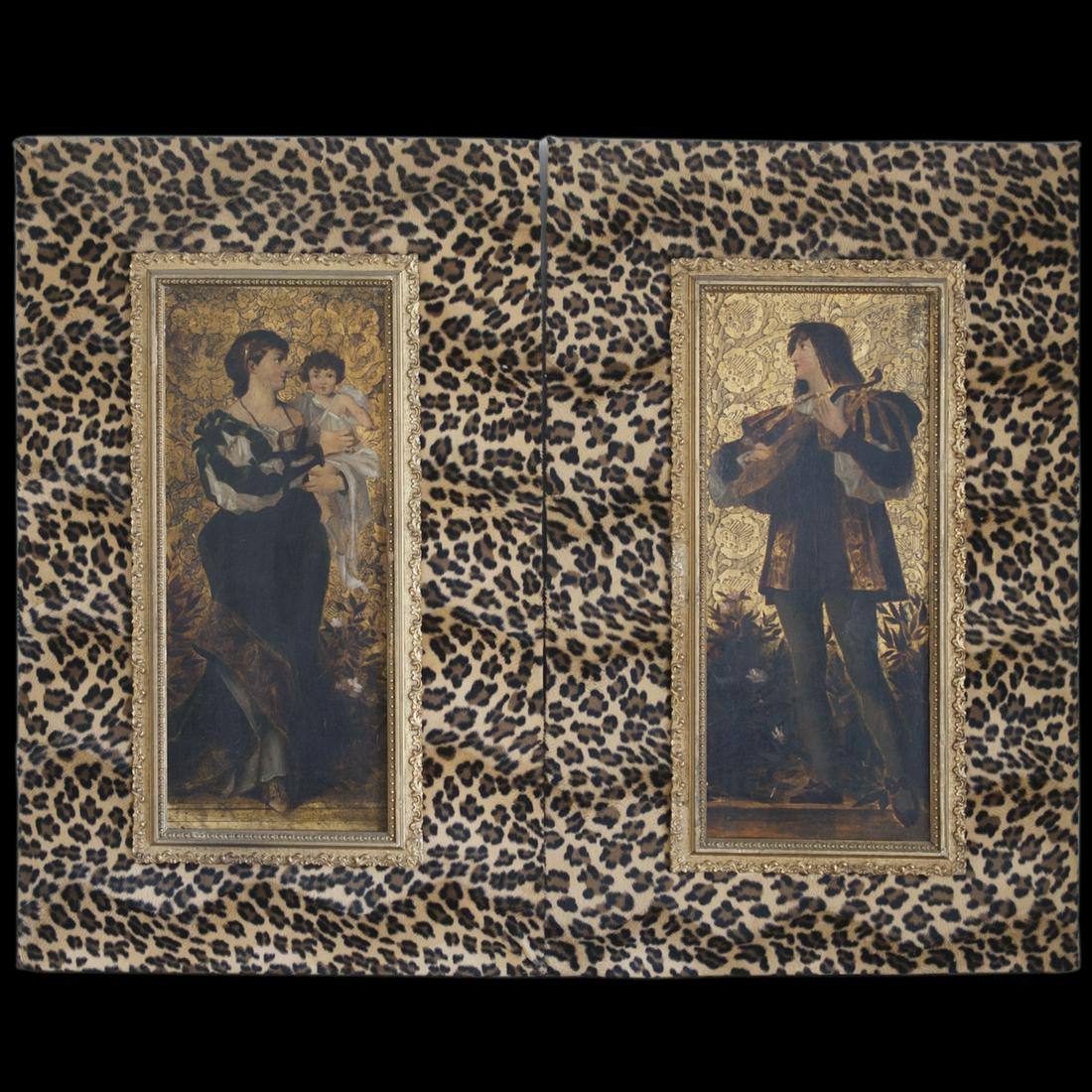 Pair Of 19th Cent. Italian Oil On Hide Paintings (1 of 5)