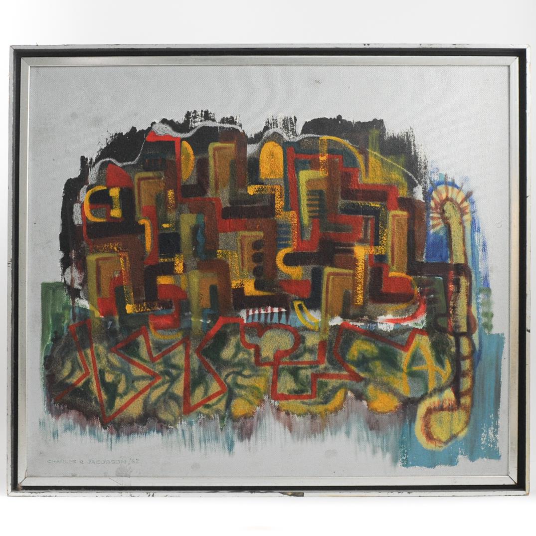 Charles R. Jacobson (American 20th Ct.) Abstract Oil on (1 of 4)