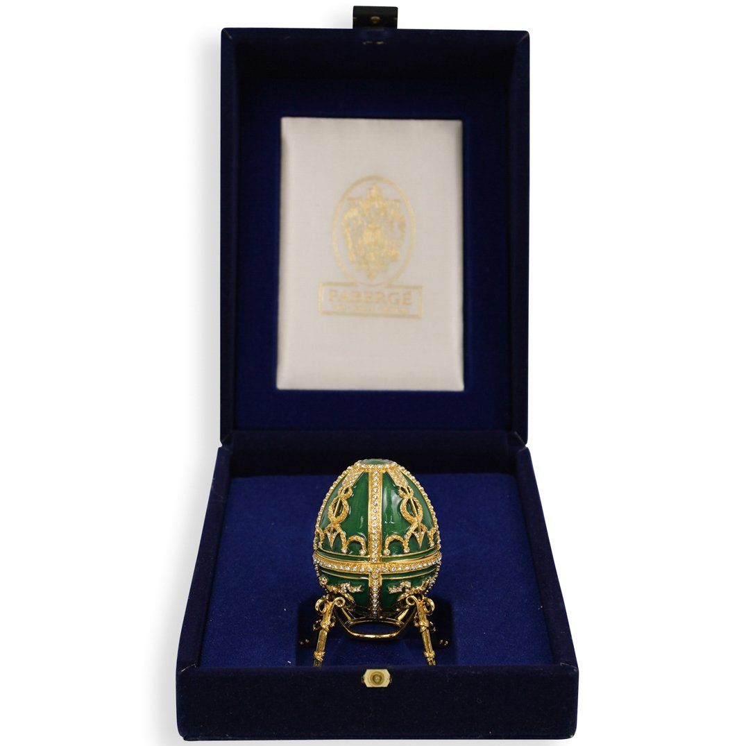 Faberge Enamel Egg Trinket Box with Necklace (1 of 4)
