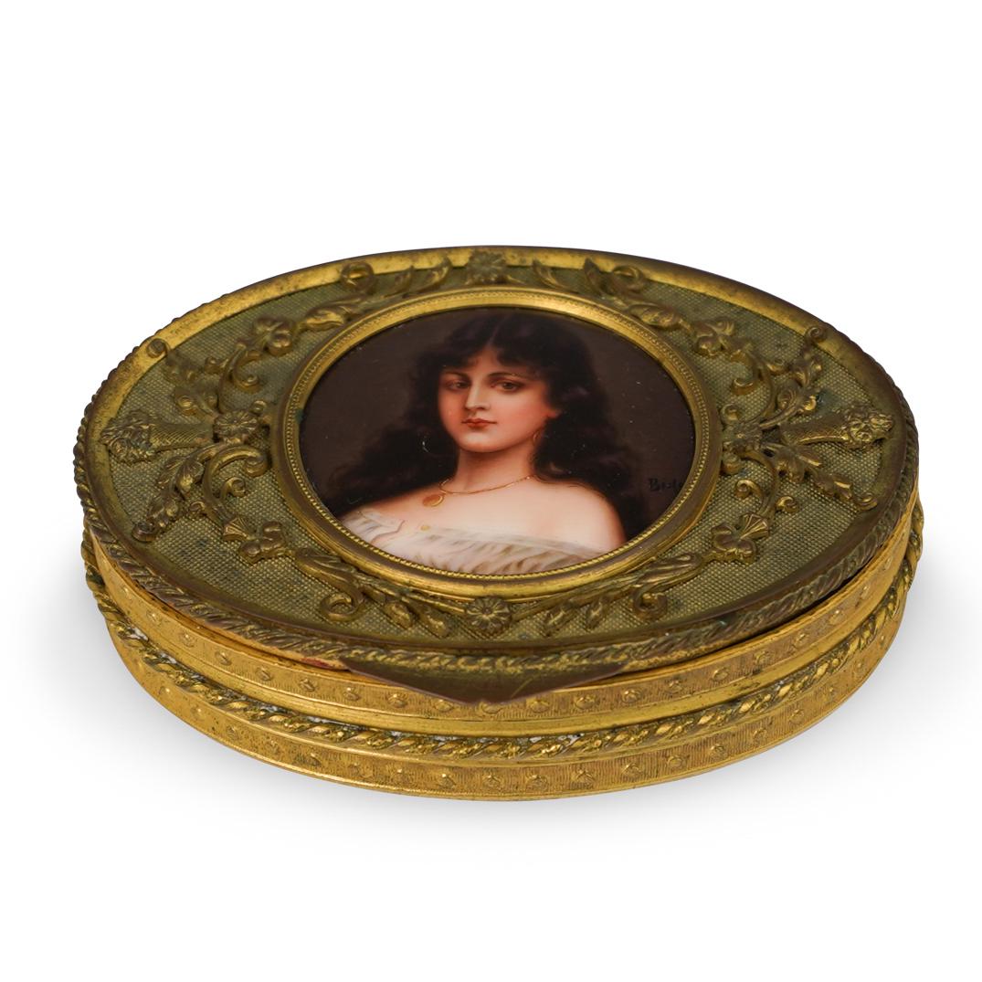 Gilt Dore Bronze Portrait Plaque Box (1 of 4)