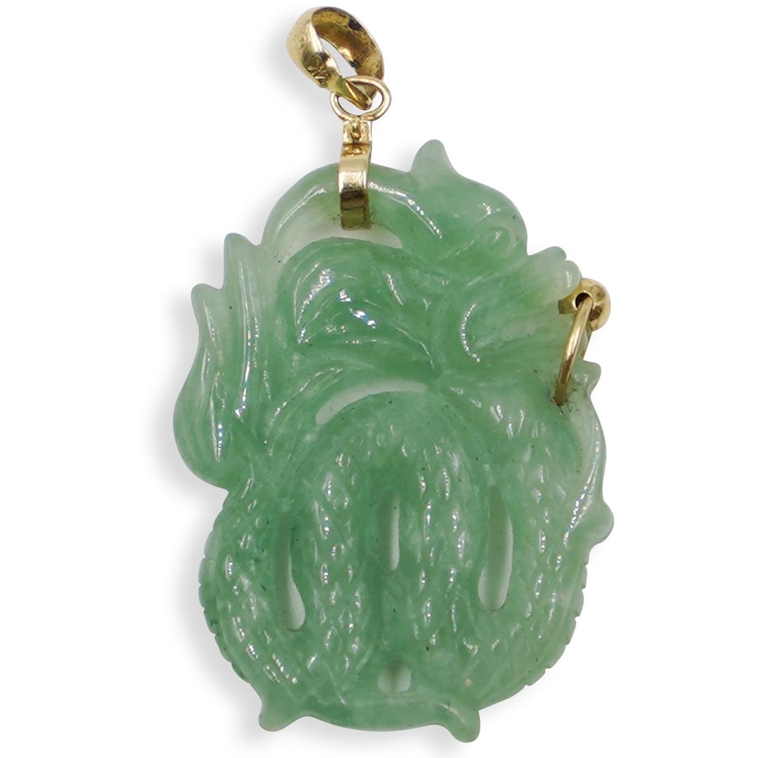 Chinese 14k Gold and Jade Dragon Pendant (1 of 3)