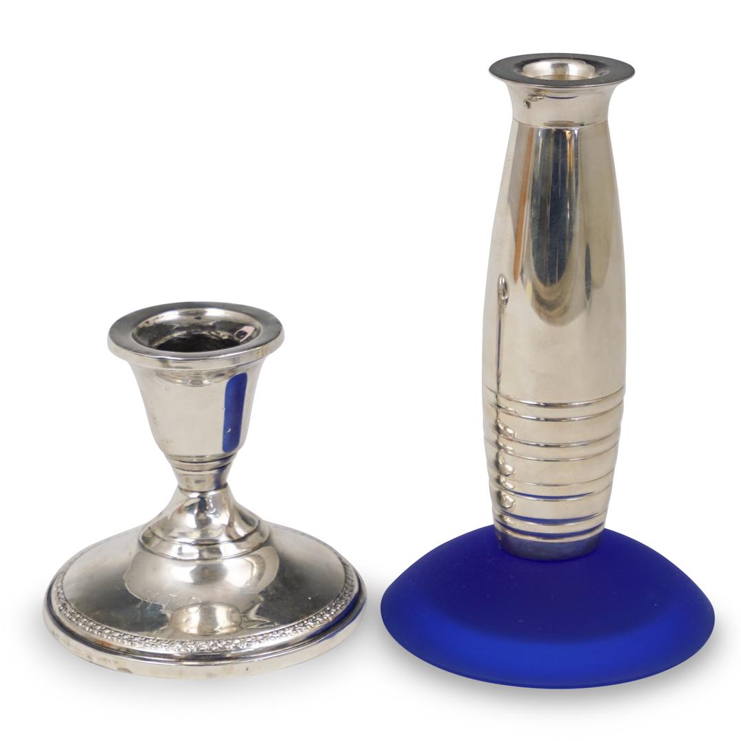 (2 Pc) Silver Plated Candle Holders (1 of 2)