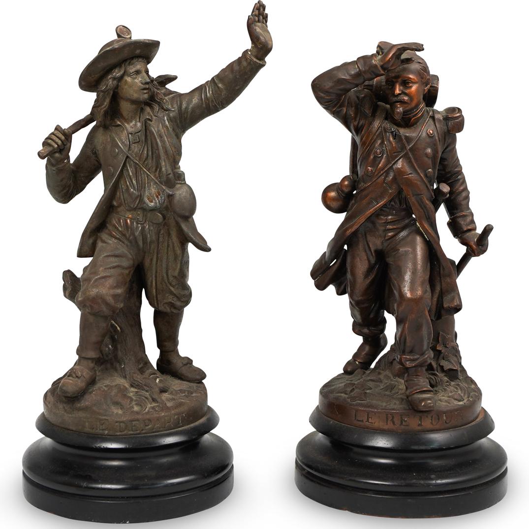 (2 Pc) Vintage Spelter World War I Sculptures (1 of 6)