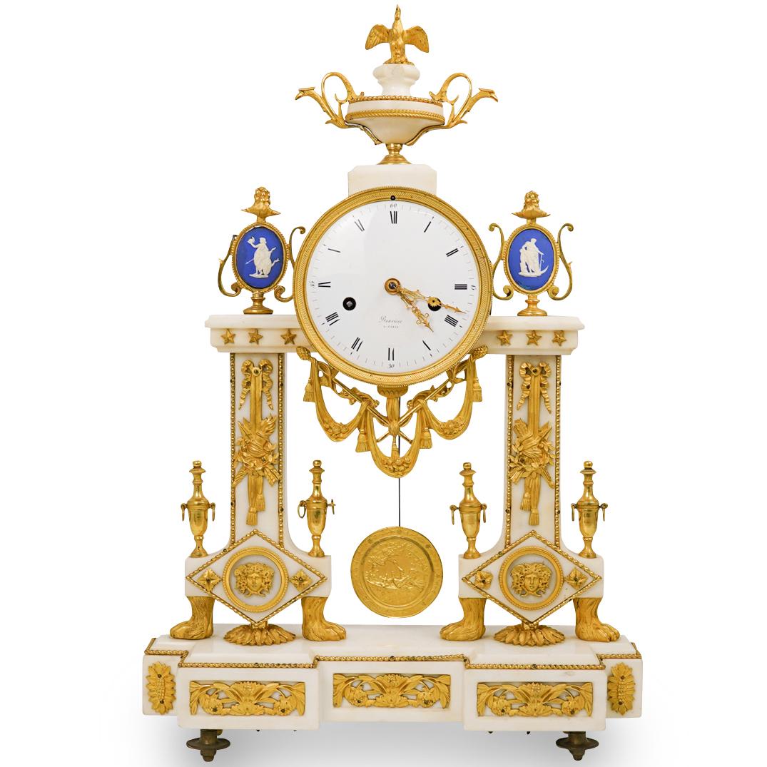 Louis XVI Gilt Bronze and Mounted Marble Portico Clock (1 of 8)