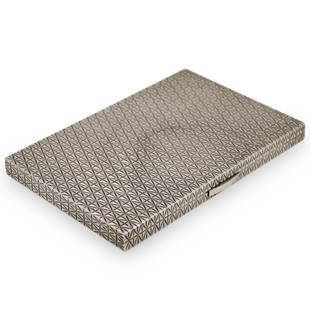 Vintage Dunhill Sterling Silver Cigarette Case: DESCRIPTION: A Dunhill sterling silver cigarette case embellished along the body with textured designs, opens by a push button revealing three divided sections. Marked along the interior "Dunhill