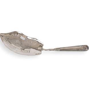 Russian Sterling Filigree Server: DESCRIPTION: A Russian 84 sterling silver filigree design fish serving knife. Hallmarked on the handle. Weight: 150 grams.CIRCA: 20th CenturyORIGIN: RussiaDIMENSIONS: L. 13"CONDITION: Great