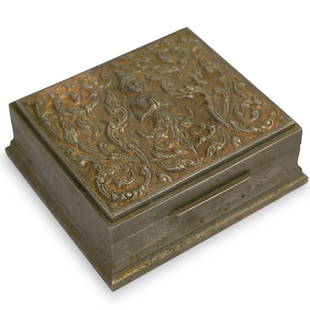Vintage Thai Silver Box: DESCRIPTION: A Vintage Thai Silver Box. The lid is decorated in high relief with figural motifs, wood lined. Signed Thailand. Weight: 320 grams.CIRCA: 20th CenturyORIGIN: ThailandDIMENSIONS: H. 1.5"