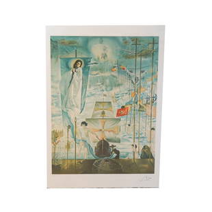 Salvador Dali (Spain, 1904-1989) Color Lithograph: DESCRIPTION: A limited edition color lithograph by Salvador Dali, titled "The Discovery of America", depicts the discovery of America by Christopher Columbus. Hand signed lower right "Dali", hand