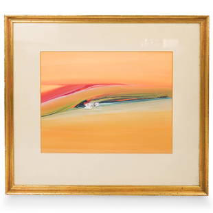 Bob Numen (American, 20th Century) Acrylic on Paper: DESCRIPTION: An abstract acrylic on paper composition by New York artist Bob Numen, features raised and textured paint in multi colored hues. Signed and dated "Numen 67". Framed under glass.CIRCA:
