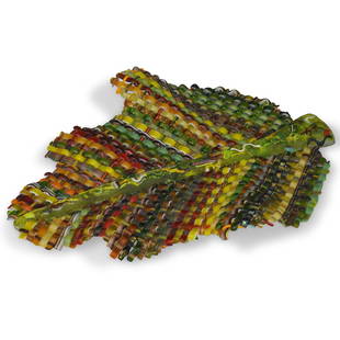 Markow and Norris Art Glass Tray: DESCRIPTION: A Markow & Norris limited edition woven art glass tray. Signed on a woven element, numbered and dated on the reverse, "2005, Limited edition 2 of 15"CIRCA: 2000sORIGIN: USADIMENSIONS: L.