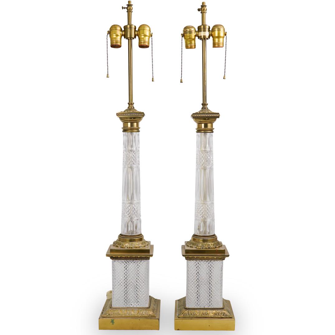 Pair of Warren Kessler Crystal Cut Table Lamps (1 of 4)