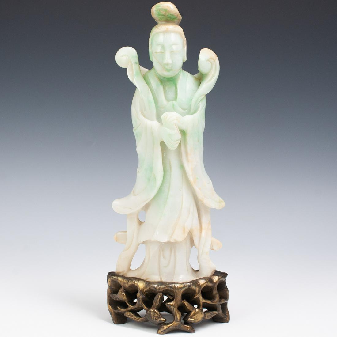 Chinese Jadeite Carved Guanyin Figurine