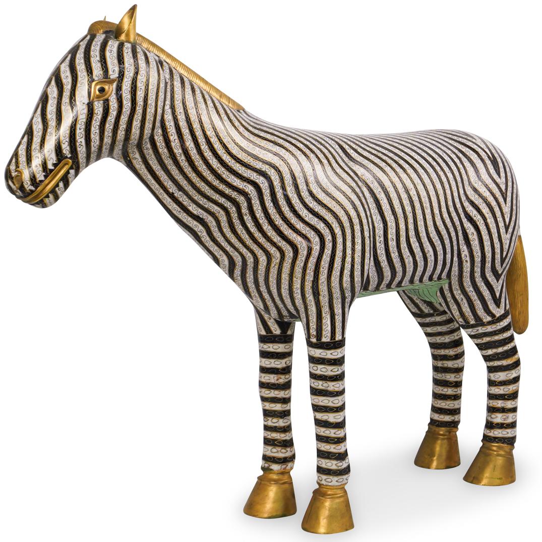 Large Chinese Cloisonne Standing Zebra (1 of 5)