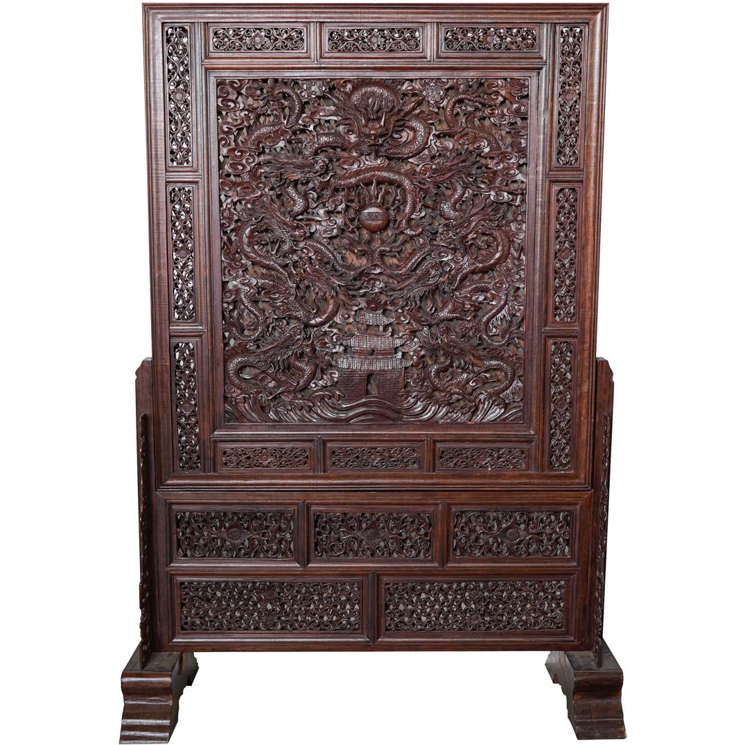 Monumental Chinese Wood Carved Screen (1 of 11)