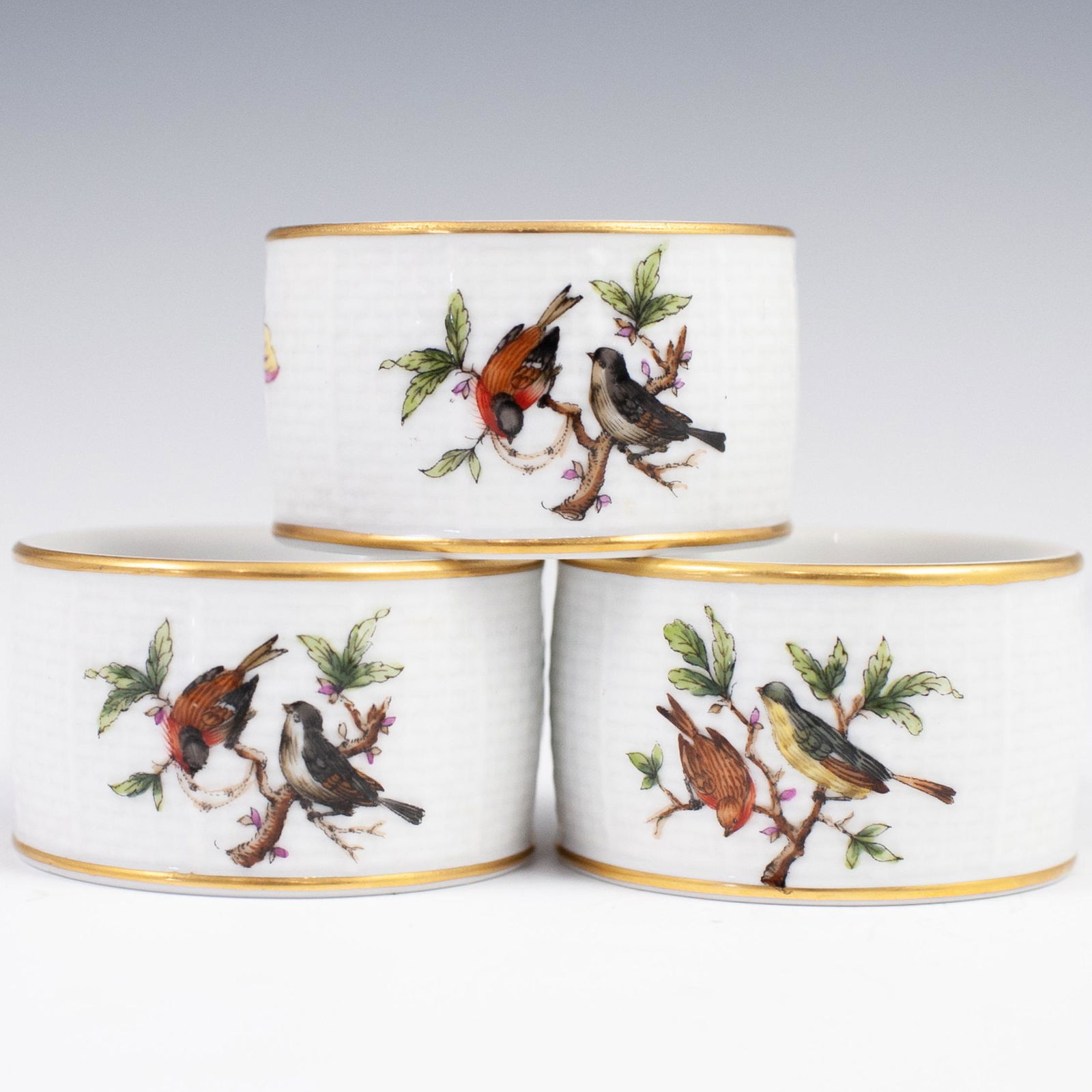 (3) Herend Porcelain "Rothschild" Napkin Rings (1 of 3)