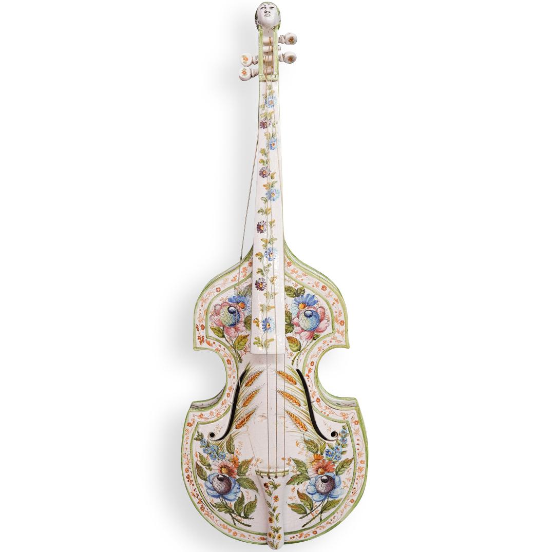 Italian Hand Painted Faience Pottery Cello (1 of 6)