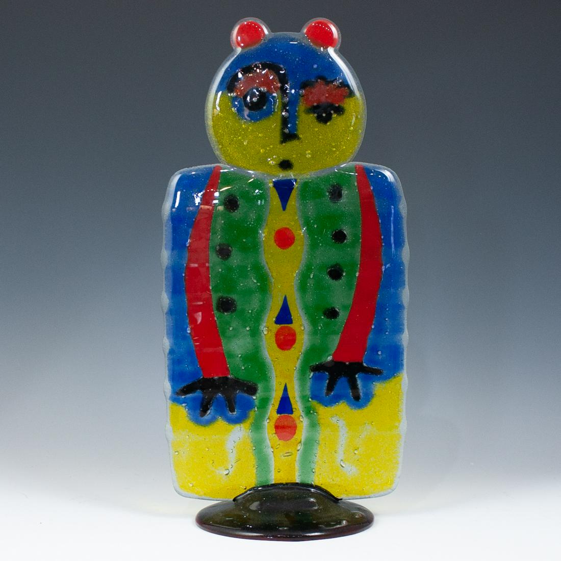 Silvio Vigliaturo "Gemerole" Murano Glass Sculpture: DESCRIPTION: Silvio Vigliaturo "Gemerole" glass sculpture depicting a clown in a fluid design. Signed on the back "Vigliaturo 03" and titled "Gemerole".Ã‚ CIRCA: 21st CenturyÃ‚ ORIGIN: Italy DIM