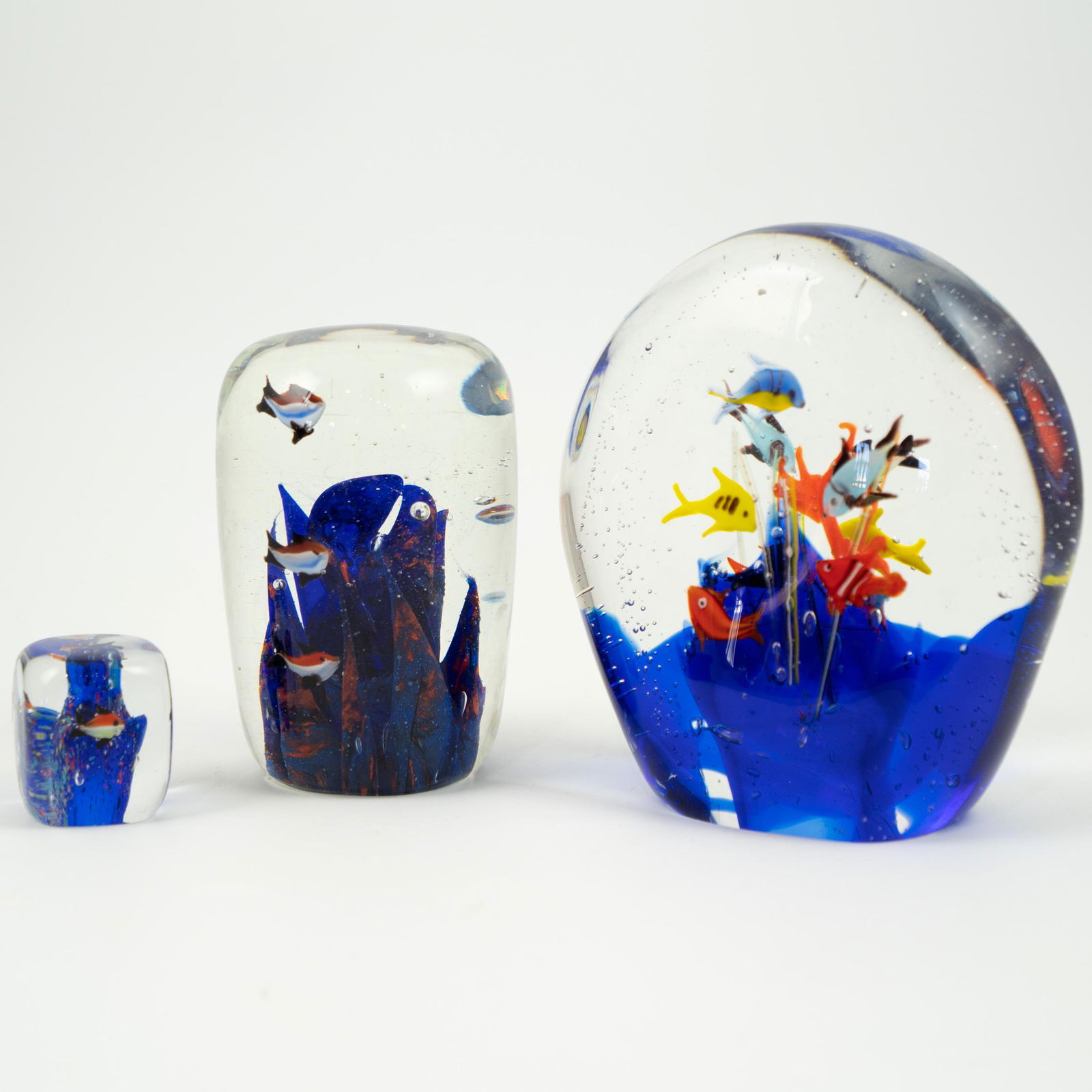 (3 Pc) Set of Murano Fish Bowl Sculptures (1 of 4)