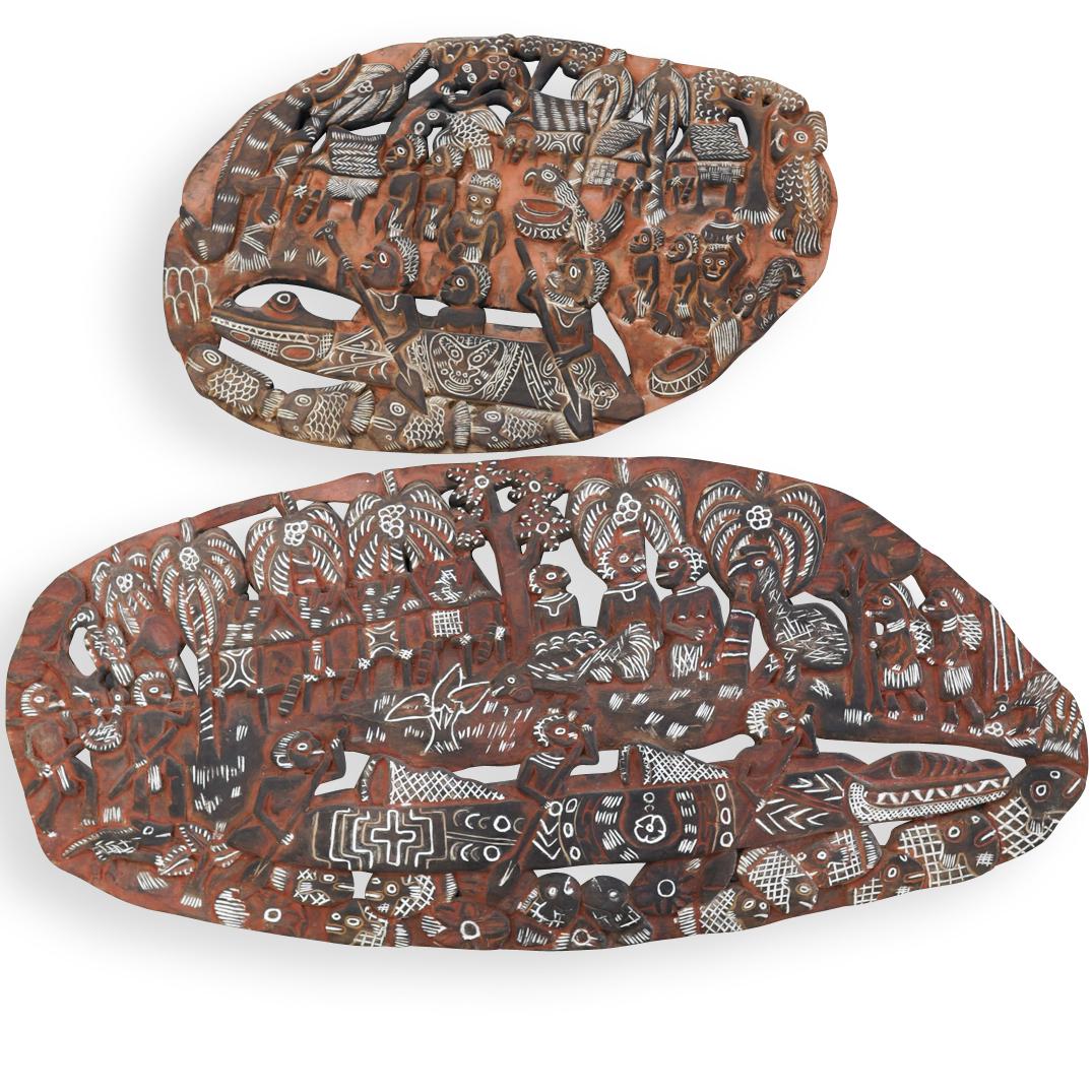 (2) Antique African Carved Wood Panels (1 of 5)