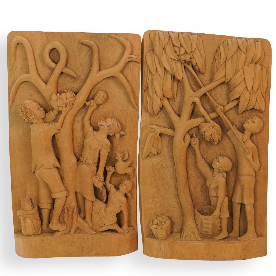 (2) African Wood Carved Panels (1 of 5)