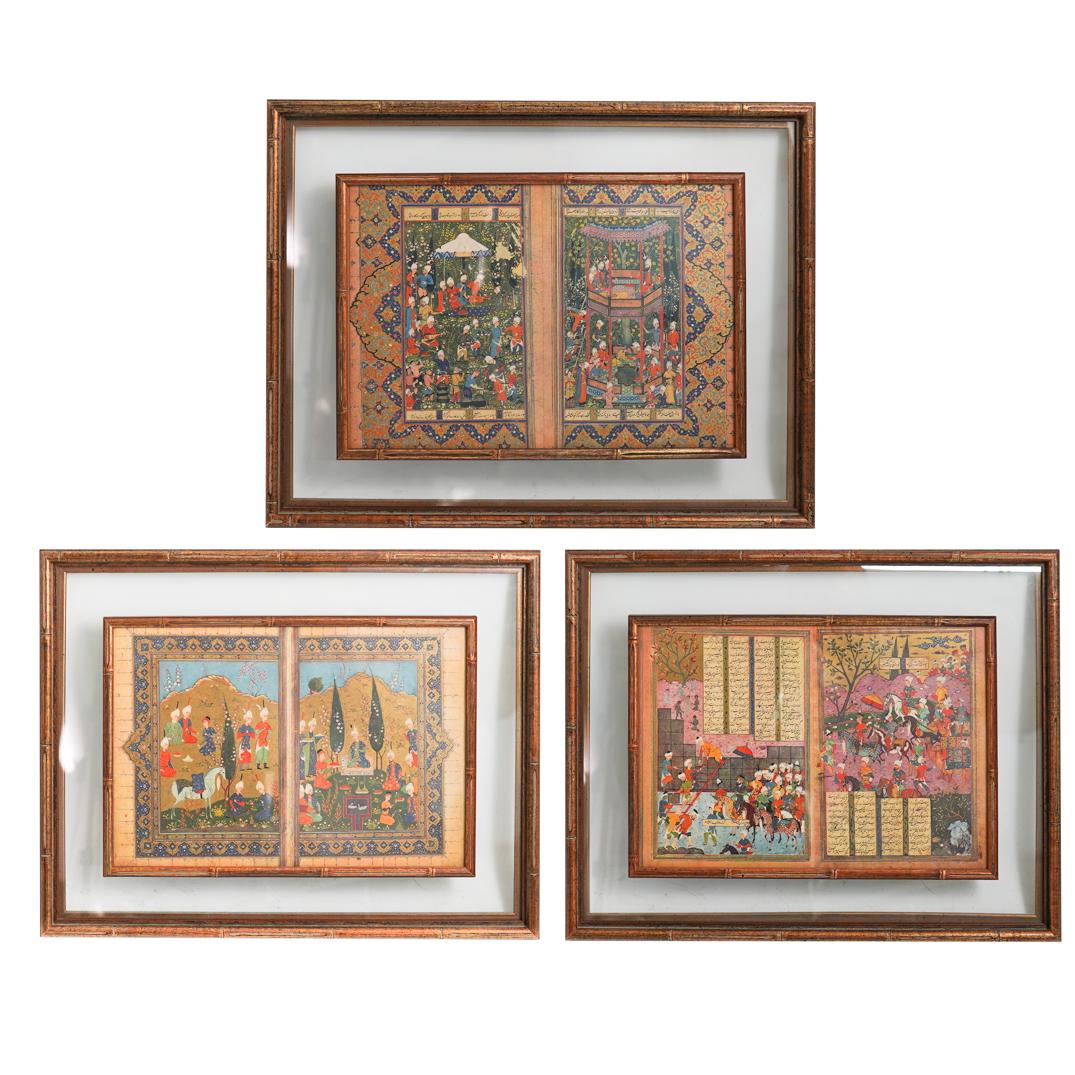 (3 Pc) Framed 18th Cent. Persian Miniature (1 of 10)