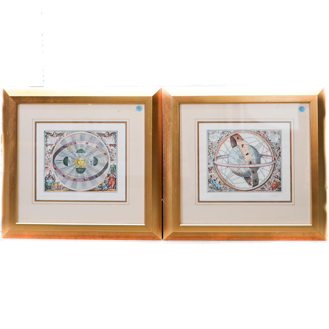 (2 Pc) Framed Antique Celestial Map Engravings (1 of 4)