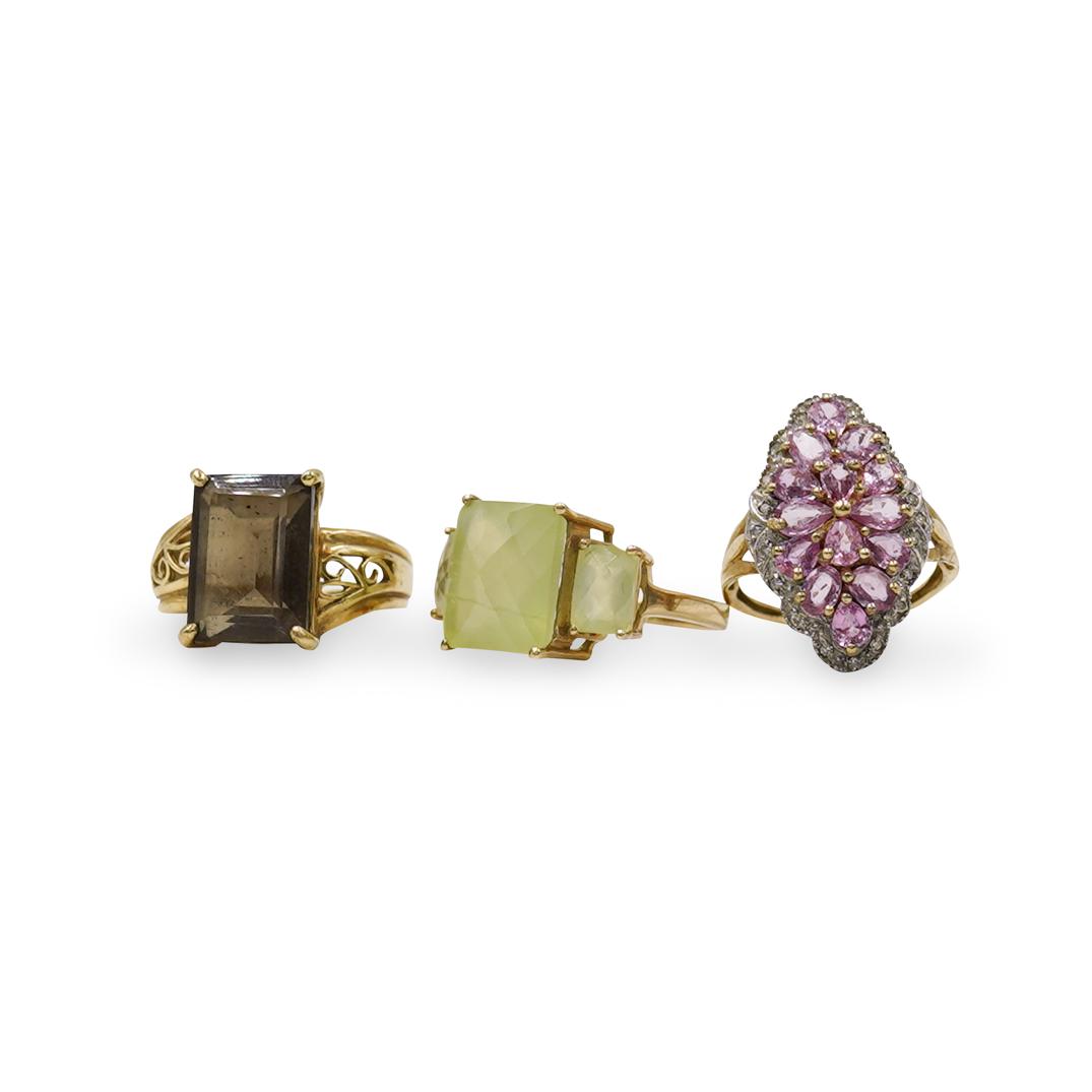 (3 Pc) 10k Gold and Gemstone Rings (1 of 5)