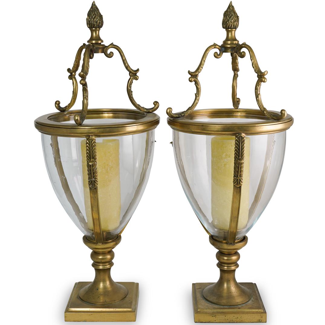 Pair of Gilt Bronze and Glass Candle Holders (1 of 6)