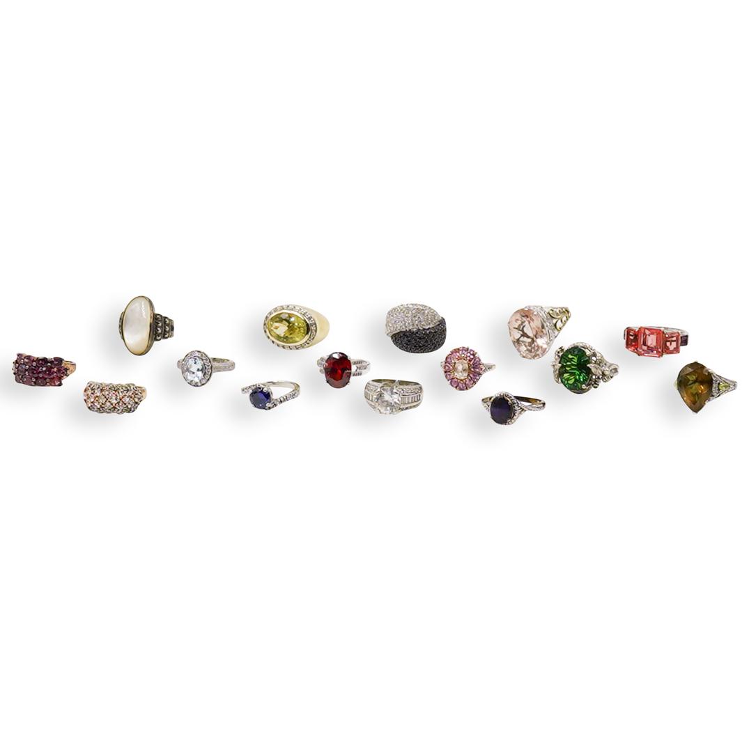 (15 Pc) Assortment of Sterling Silver Rings (1 of 13)