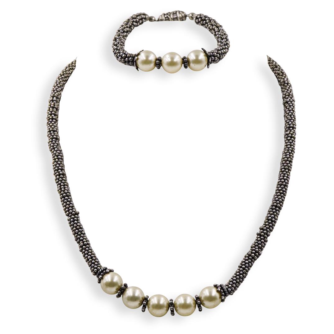 (2 Pc) Ladies .925 Sterling Silver Pearl Necklace (1 of 5)