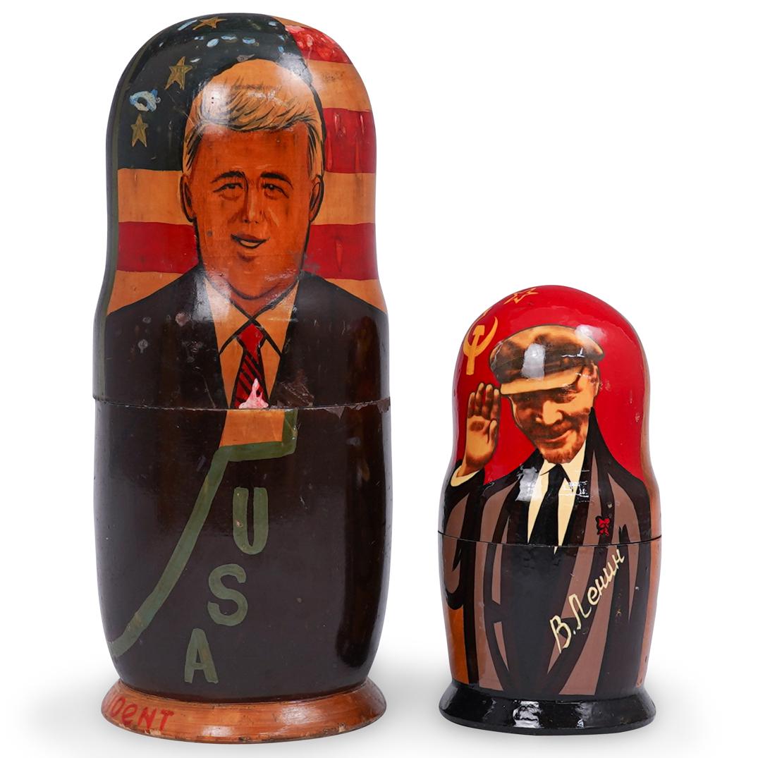 Lot of 2 Wood Painted Russian Dolls (1 of 7)