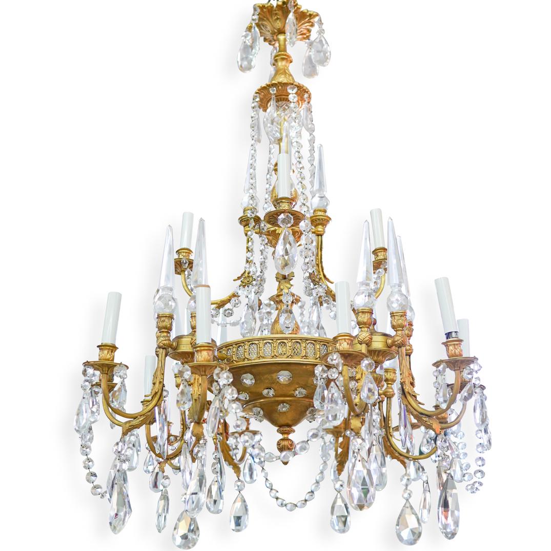 Large Gilded Bronze and Crystal Chandelier (1 of 8)